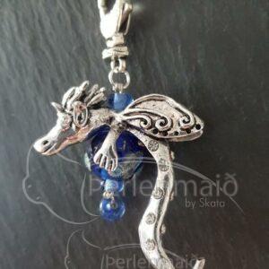 Glasperlen Anhänger Drache blau