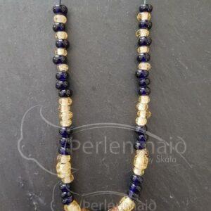 Wikinger Fibelkette blau golden