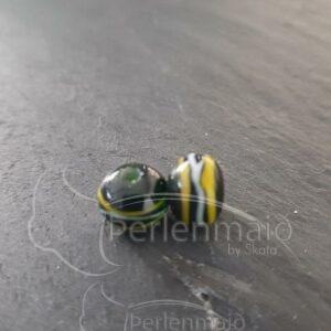 Fadenauflageperle grün/weiß/gelb