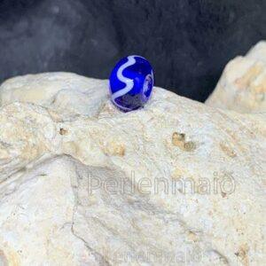 Fadenauflageperle blau/weiß