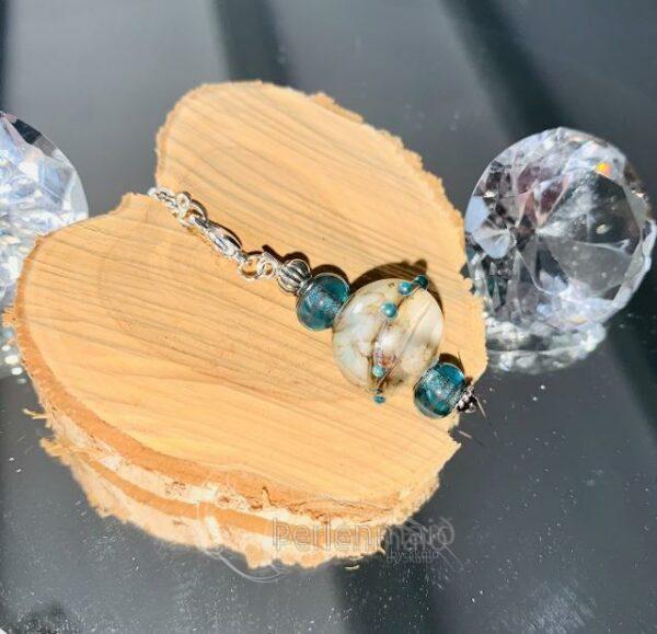 Glasperlen Lamellen Kette Aqua splash