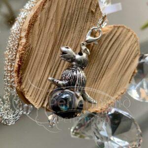 Glasperlen Anhänger Rabe