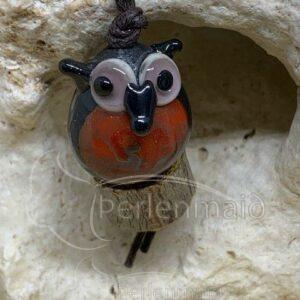 Glasperlen Anhänger Eule Ugla rot