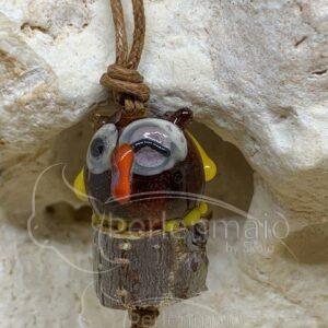 Glasperlen Anhänger Eule Ugla bernstein