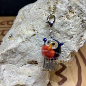 Glasperlen Anhänger Eule Ugla rot