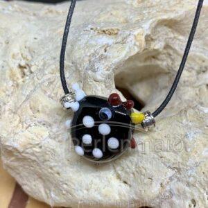 Glasperlen Kette Verrücktes Huhn schwarz