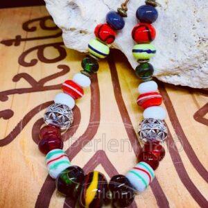 wikinger Glasperlen Fibelkette