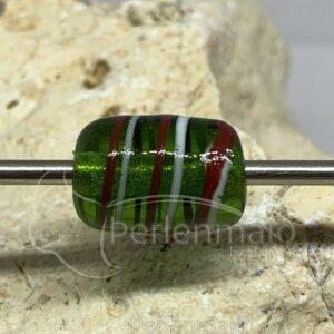 Fadenauflageperle grün/rot/weiß Walze