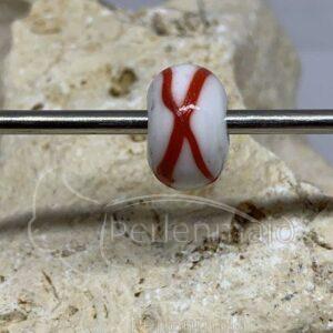 Fadenauflageperle Weiß/rot