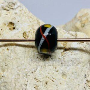 Glasperle Schwarz mit rot gelb weiß