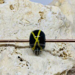 Glasperle Schwarz mit gelb