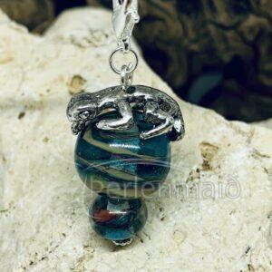 Glasperlen Anhänger Echse 2