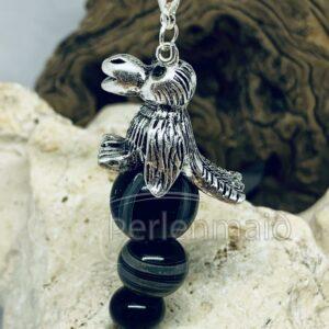 Glasperlen Anhänger Rabe 3