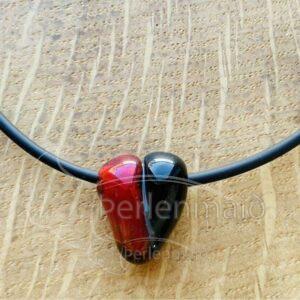 Halskette Herz schwarz/rot