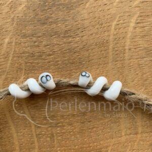 Schnürsenkel Glasperlen Schlangenperle weiß
