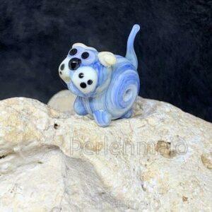 Glasperle Hund Hundur blau