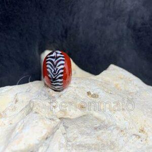 Haithabu Perle Reticella rot/schwarz/weiß