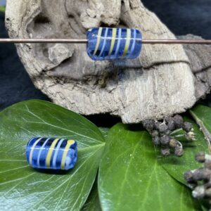 Streifenperle Tonne hellblau/weiß/gelb