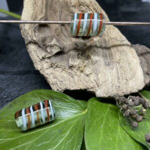 Streifenperle Tonne antik/weiß/rot