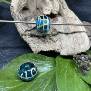 Streifenperle meergrün weiß gelb